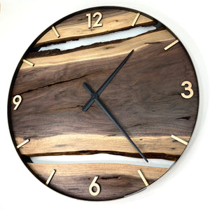 *NEW // 30” Black Walnut Live Edge Wood Wall Clock
