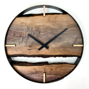 *NEW // 18” Black Walnut Live Edge Wood Clock