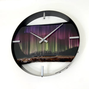 14” Northern Lights Live Edge Black Walnut Wood Wall Clock