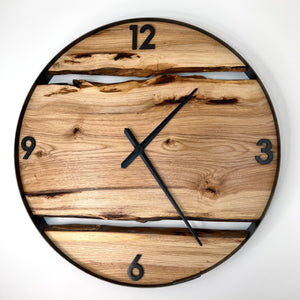 NEW // 30” Hickory Live Edge Wood Wall Clock