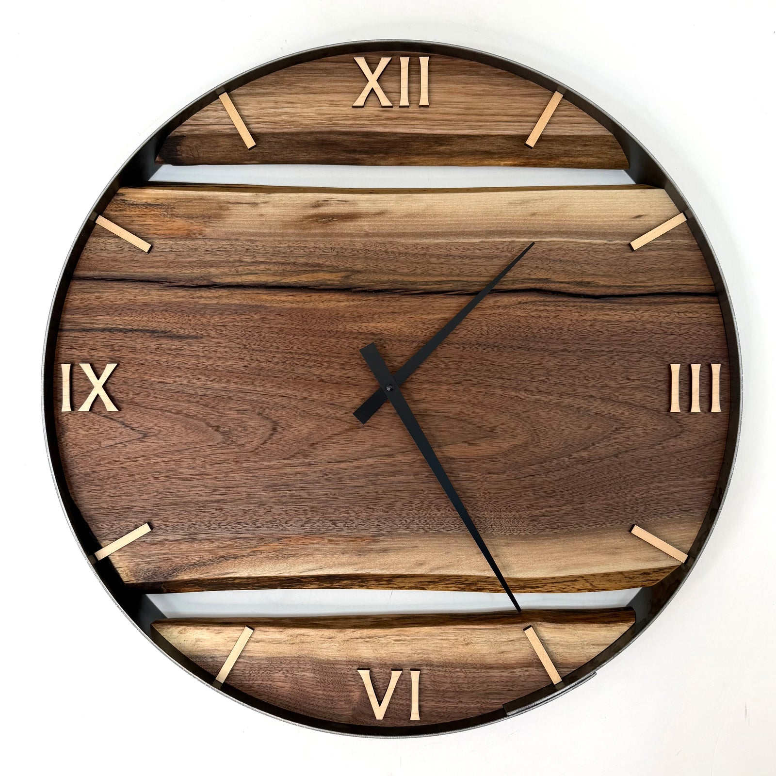 *NEW // 21” Black Walnut Live Edge Wood Wall Clock