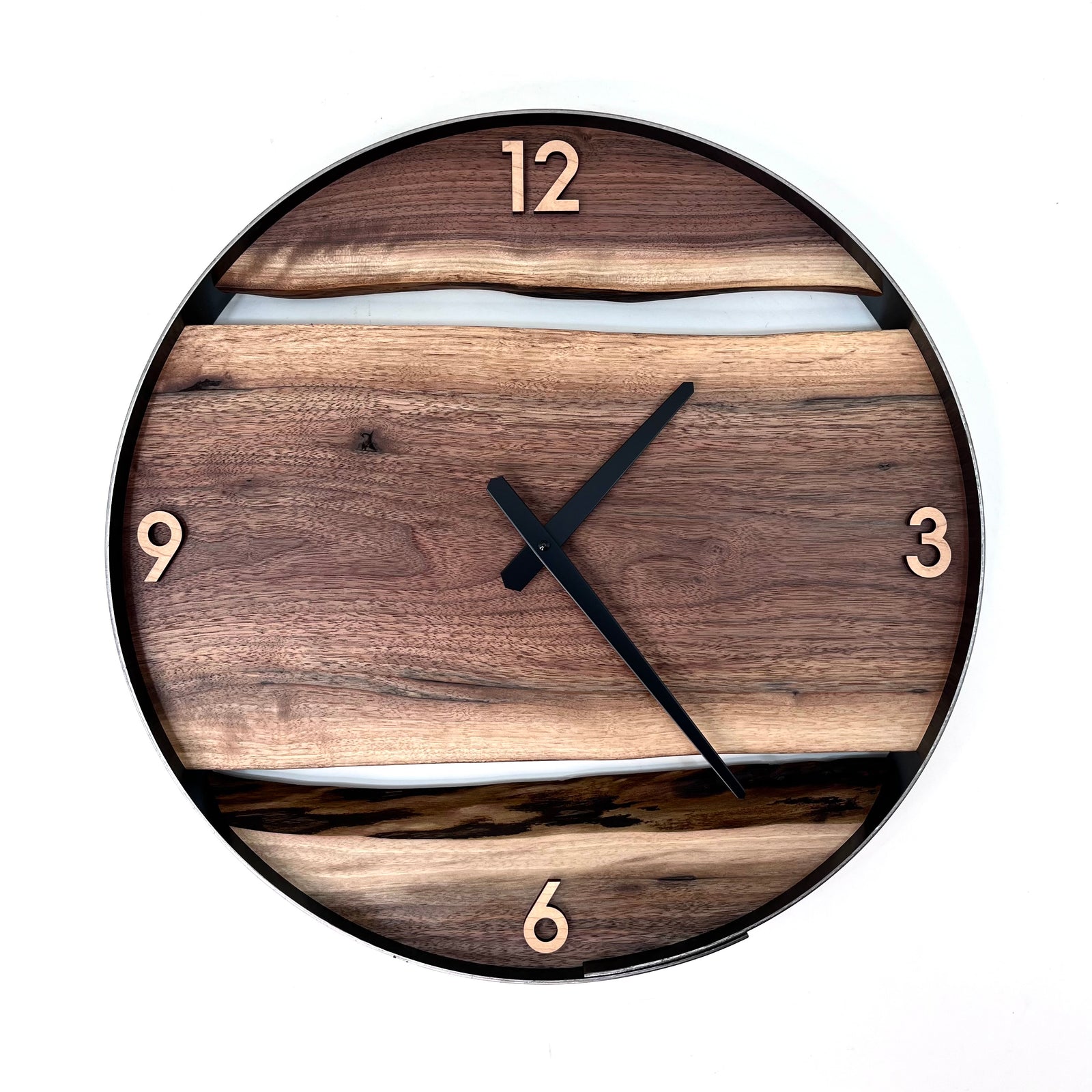 *NEW // 18” Black Walnut Live Edge Wood Clock