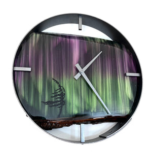 *NEW // 14” Northern Lights Live Edge Black Walnut Wood Wall Clock