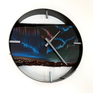 *NEW // 14” Northern Lights Live Edge Black Walnut Wood Wall Clock