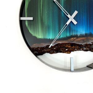 *NEW // 14” Northern Lights Live Edge Black Walnut Wood Wall Clock