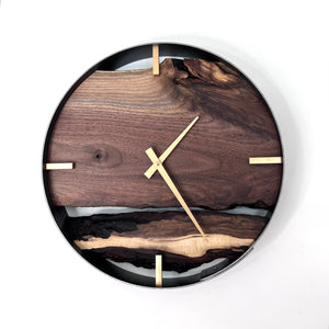 *NEW // 14” Black Walnut Live Edge Wood Wall Clock