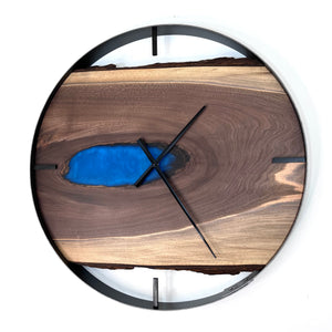 *NEW // 25” Black Walnut Live Edge Wood Clock ft. Maui Blue Epoxy Inlay