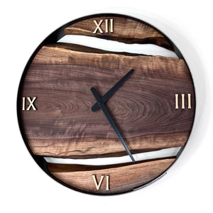 *NEW // 18” Black Walnut Live Edge Wood Clock