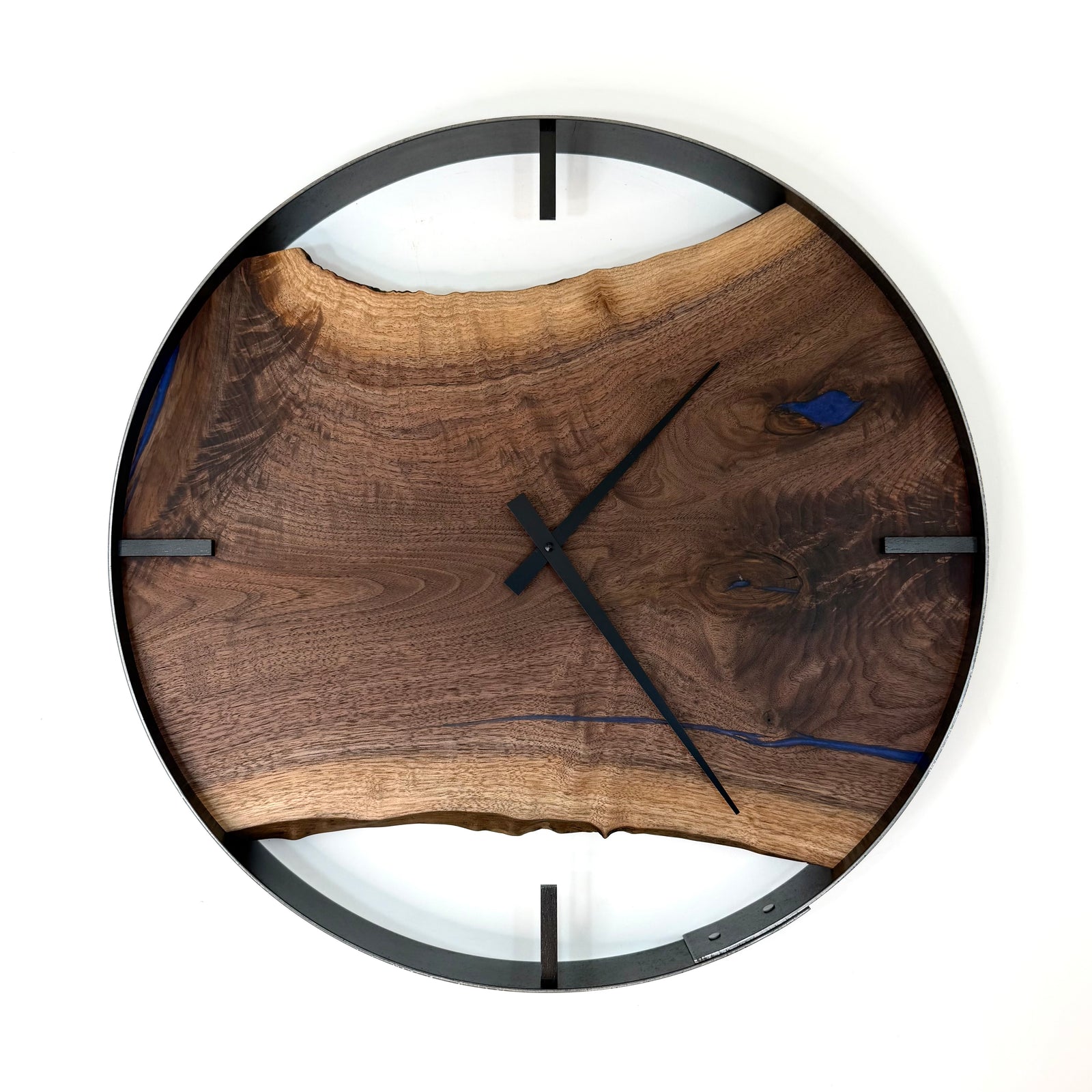*NEW // 21” Black Walnut Live Edge Wood Clock ft. Blue Epoxy Inlay