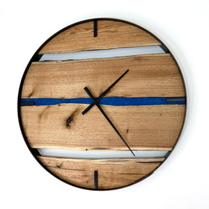 25” Butternut Live Edge Wood Clock ft. Maui Blue Epoxy Inlay