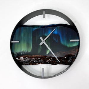 *NEW // 14” Northern Lights Live Edge Black Walnut Wood Wall Clock