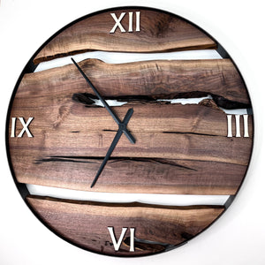 *NEW // 34” Black Walnut Live Edge Wood Wall Clock