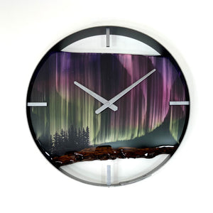 *NEW // 18” Northern Lights Live Edge Black Walnut Wood Wall Clock