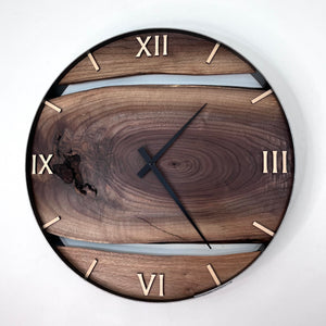 *NEW // 21” Black Walnut Live Edge Wood Wall Clock