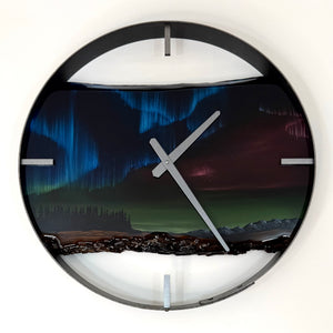 *NEW // 18” Northern Lights Live Edge Black Walnut Wood Wall Clock