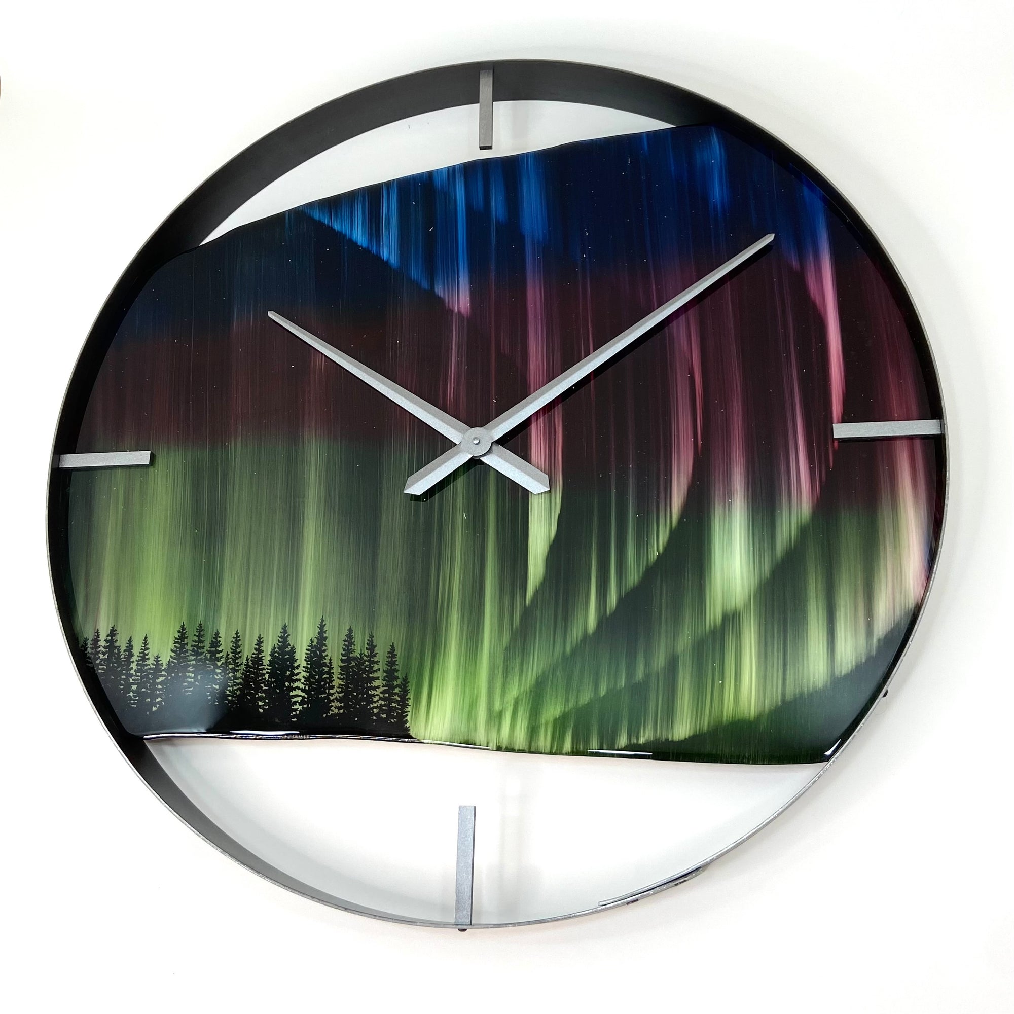 *NEW // 30” Northern Lights Live Edge Black Walnut Wood Wall Clock