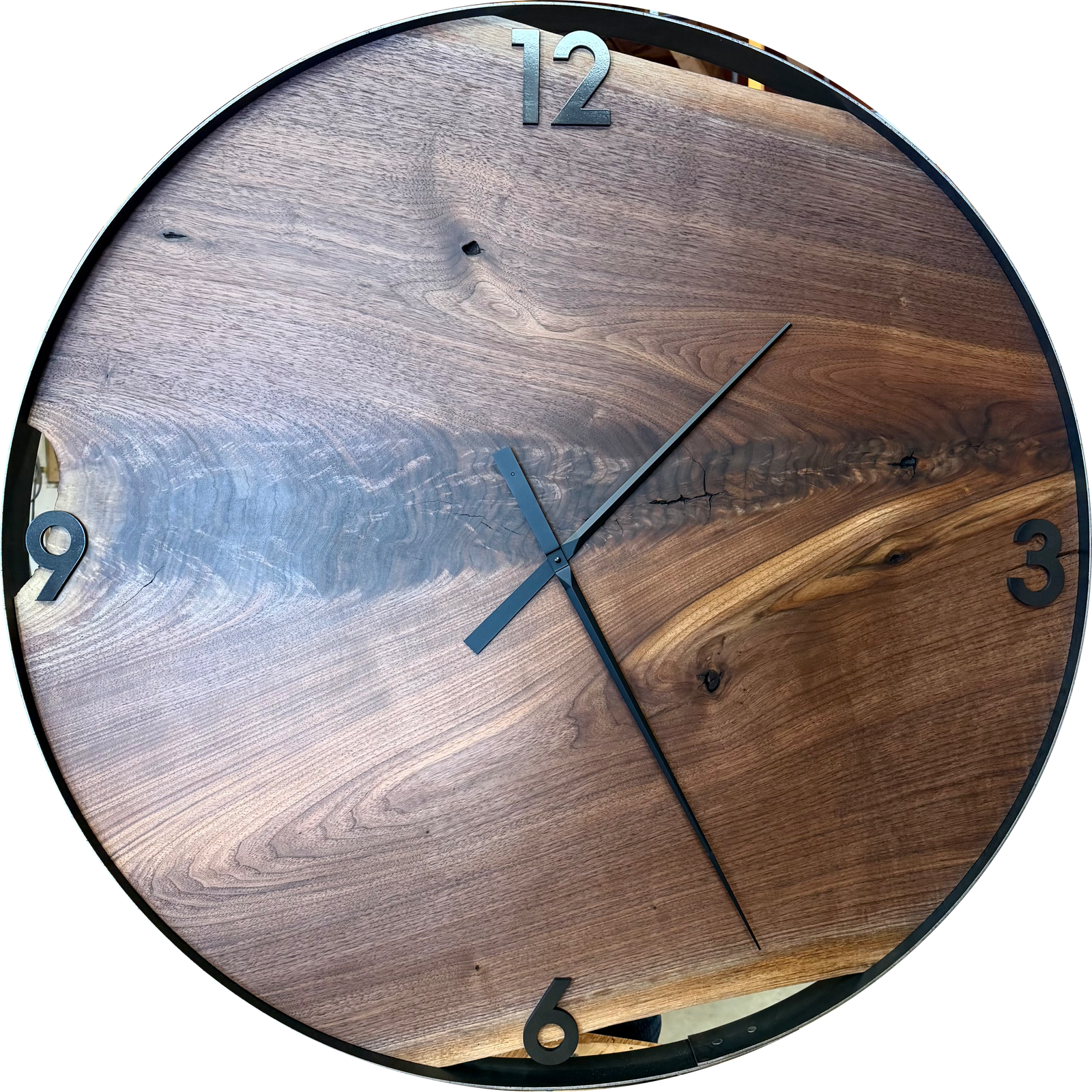 *RESERVED // 42” Black Walnut Live Edge Wood Wall Clock