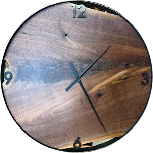 *RESERVED // 42” Black Walnut Live Edge Wood Wall Clock