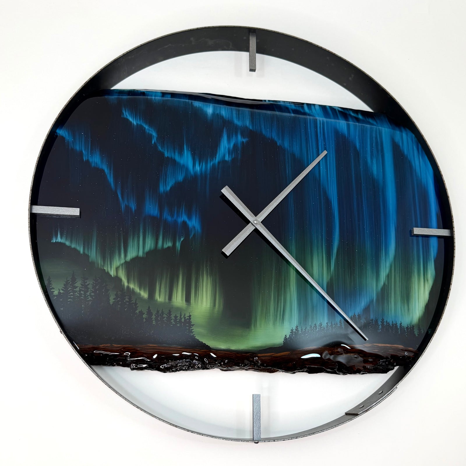 *NEW // 25” Northern Lights Live Edge Black Walnut Wood Wall Clock