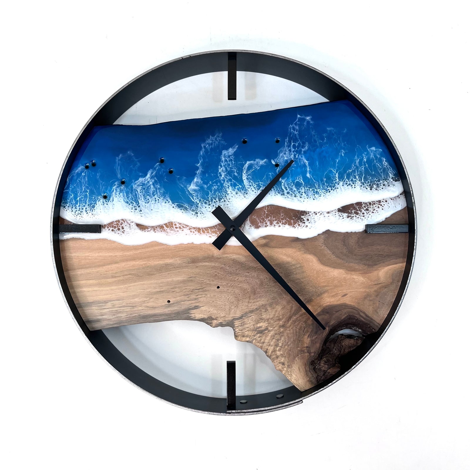 *NEW // 14” Life’s a Beach Live Edge Walnut Wood Wall Clock