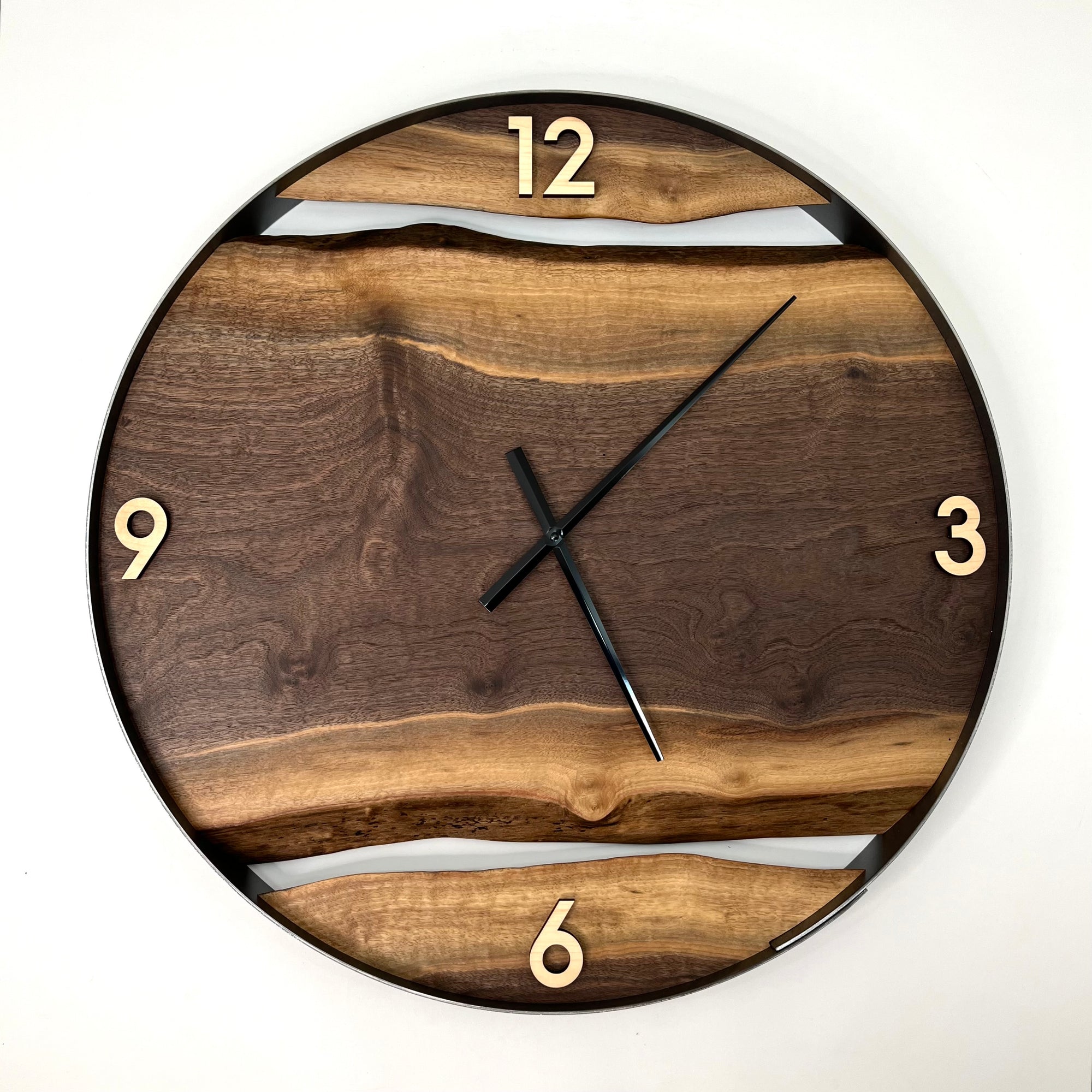 *NEW // 25” Black Walnut Live Edge Wood Clock