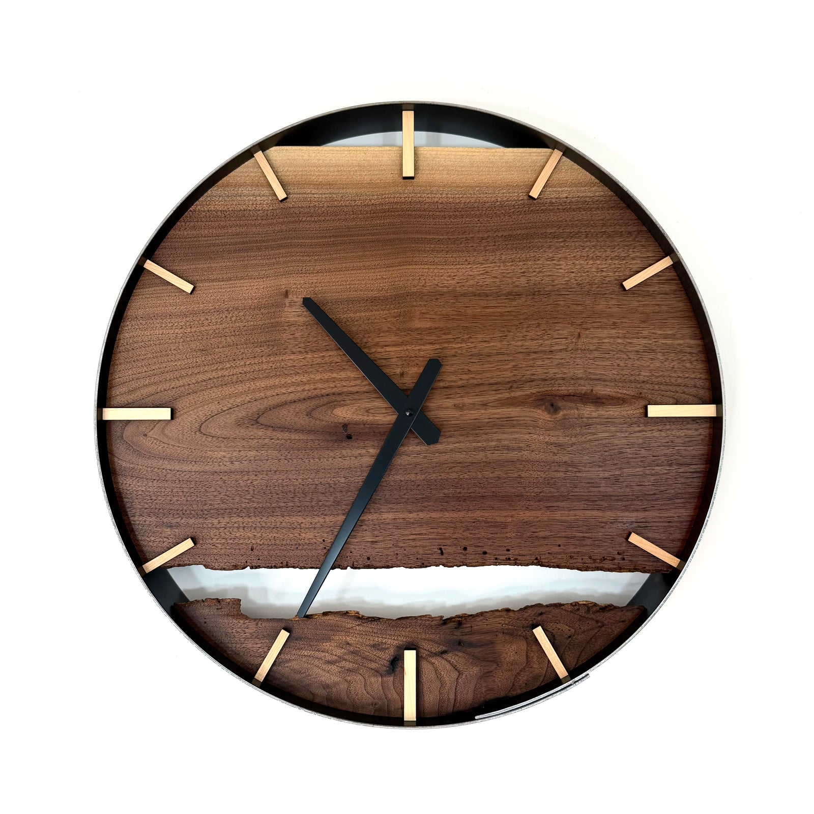 *NEW // 18” Black Walnut Live Edge Wood Clock