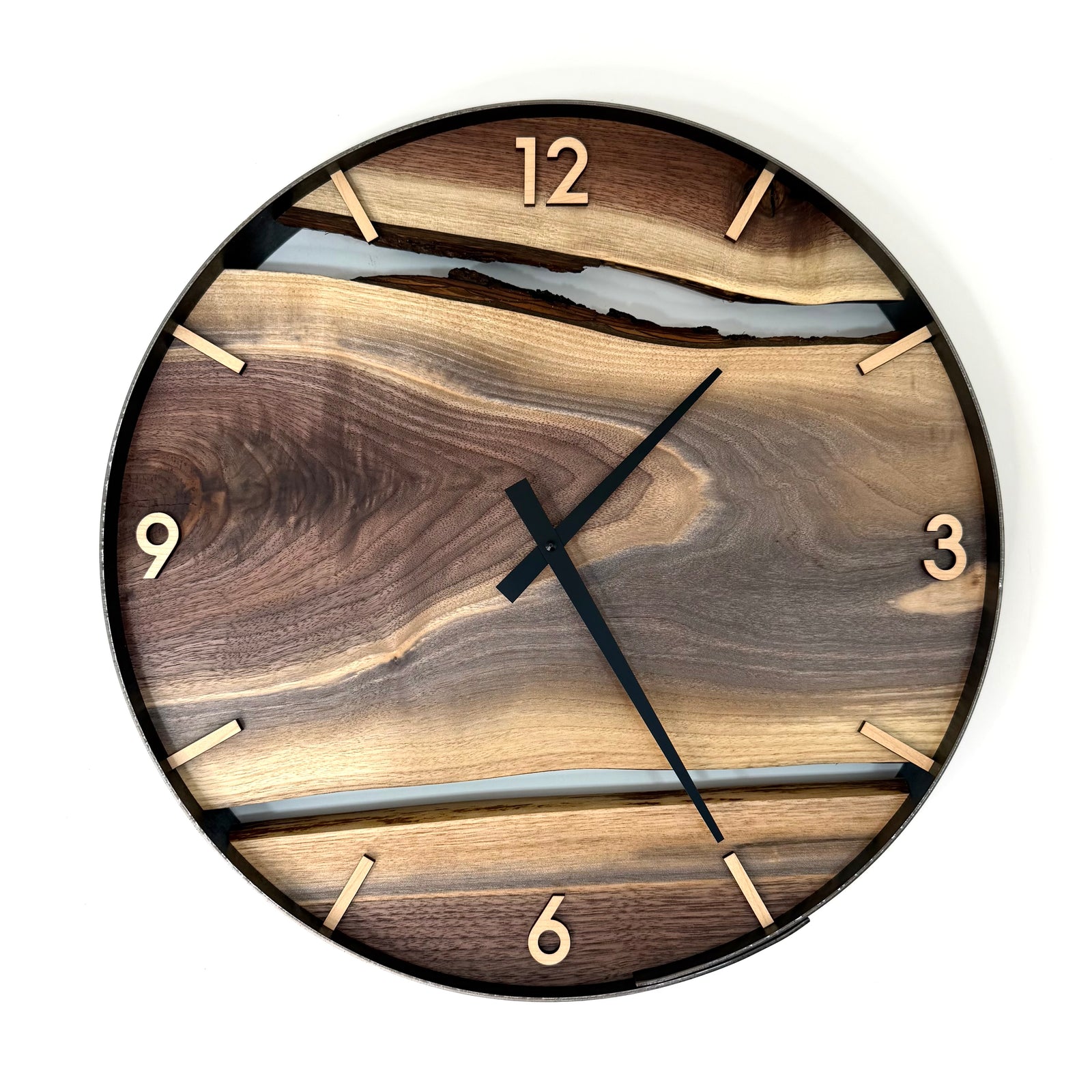 *NEW // 18” Black Walnut Live Edge Wood Clock