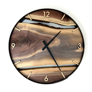 *NEW // 18” Black Walnut Live Edge Wood Clock