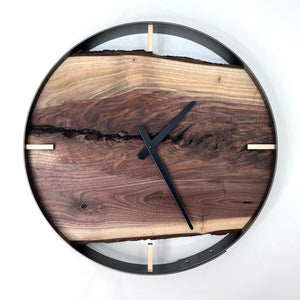 *NEW // 18” Black Walnut Live Edge Wood Wall Clock