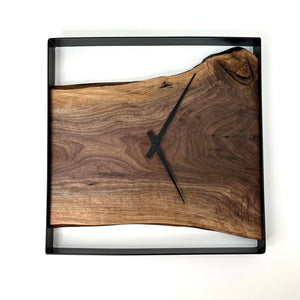 *NEW // 21” Sqwoop Black Walnut Live Edge Wood Clock