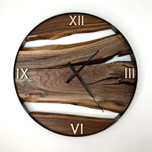 *NEW // 25” Black Walnut Live Edge Wood Clock