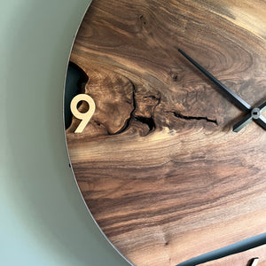 34” Black Walnut Live Edge Wood Wall Clock