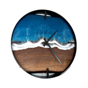 *NEW // 14” Life’s a Beach Live Edge Walnut Wood Wall Clock