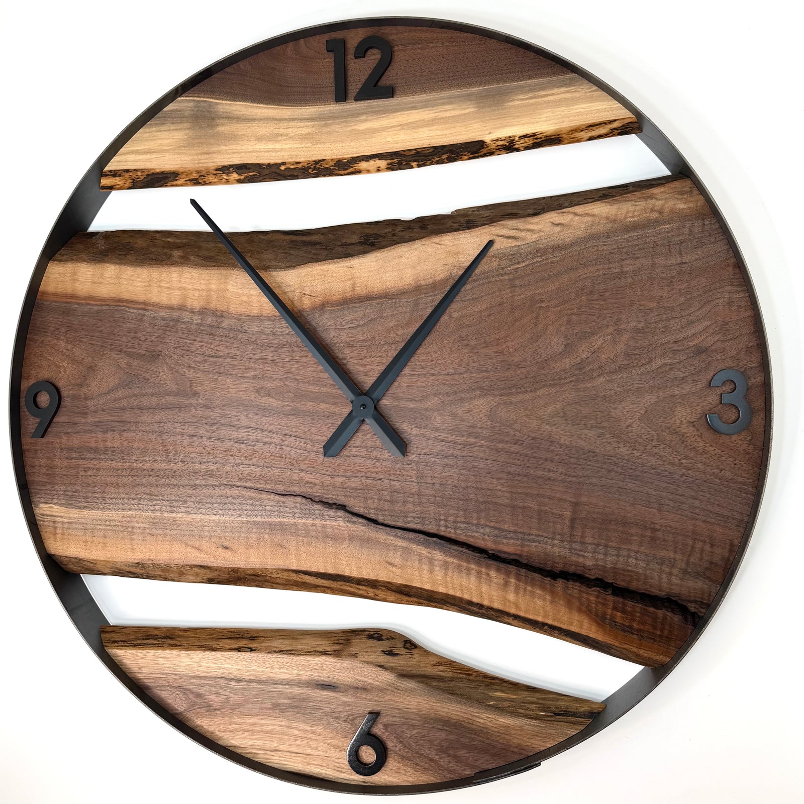 *NEW // 34” Black Walnut Live Edge Wood Wall Clock