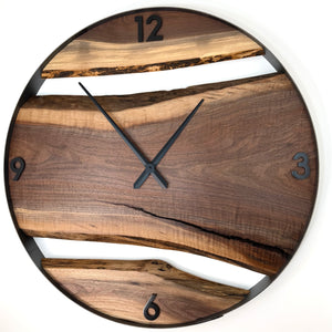 *NEW // 34” Black Walnut Live Edge Wood Wall Clock