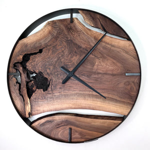 *RESERVED // 30” Black Walnut Live Edge Wood Wall Clock