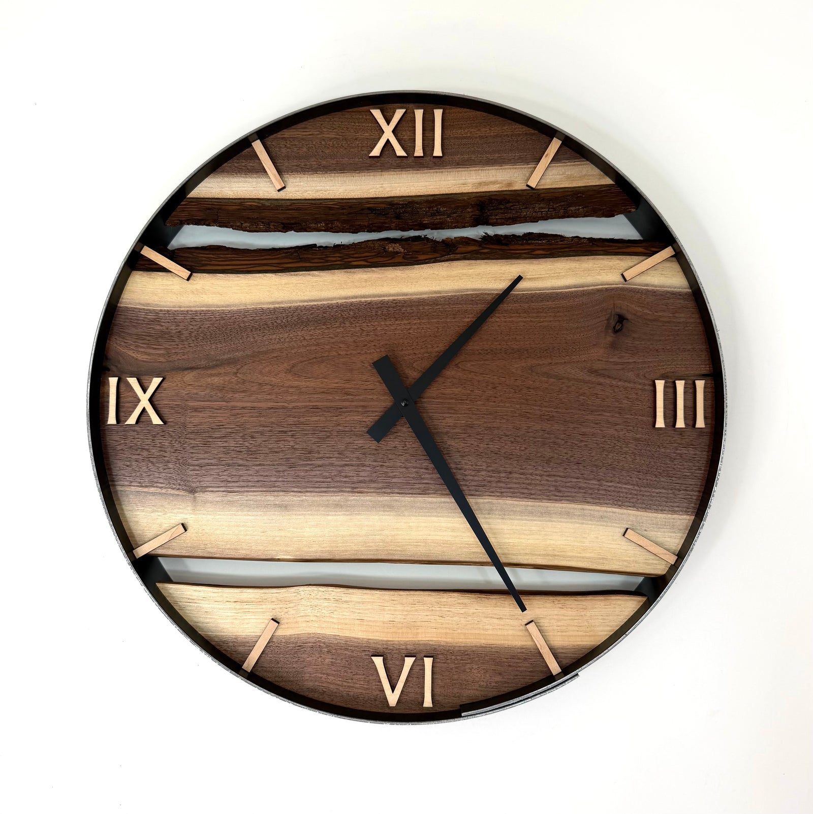 *NEW // 18” Black Walnut Live Edge Wood Clock
