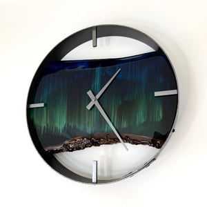 *NEW // 14” Northern Lights Live Edge Black Walnut Wood Wall Clock