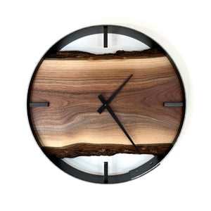 *NEW // 14” Black Walnut Live Edge Wood Wall Clock