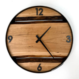 *NEW // 14” Cherry Live Edge Wood Wall Clock