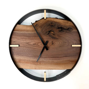 *NEW // 14” Black Walnut Live Edge Wood Wall Clock