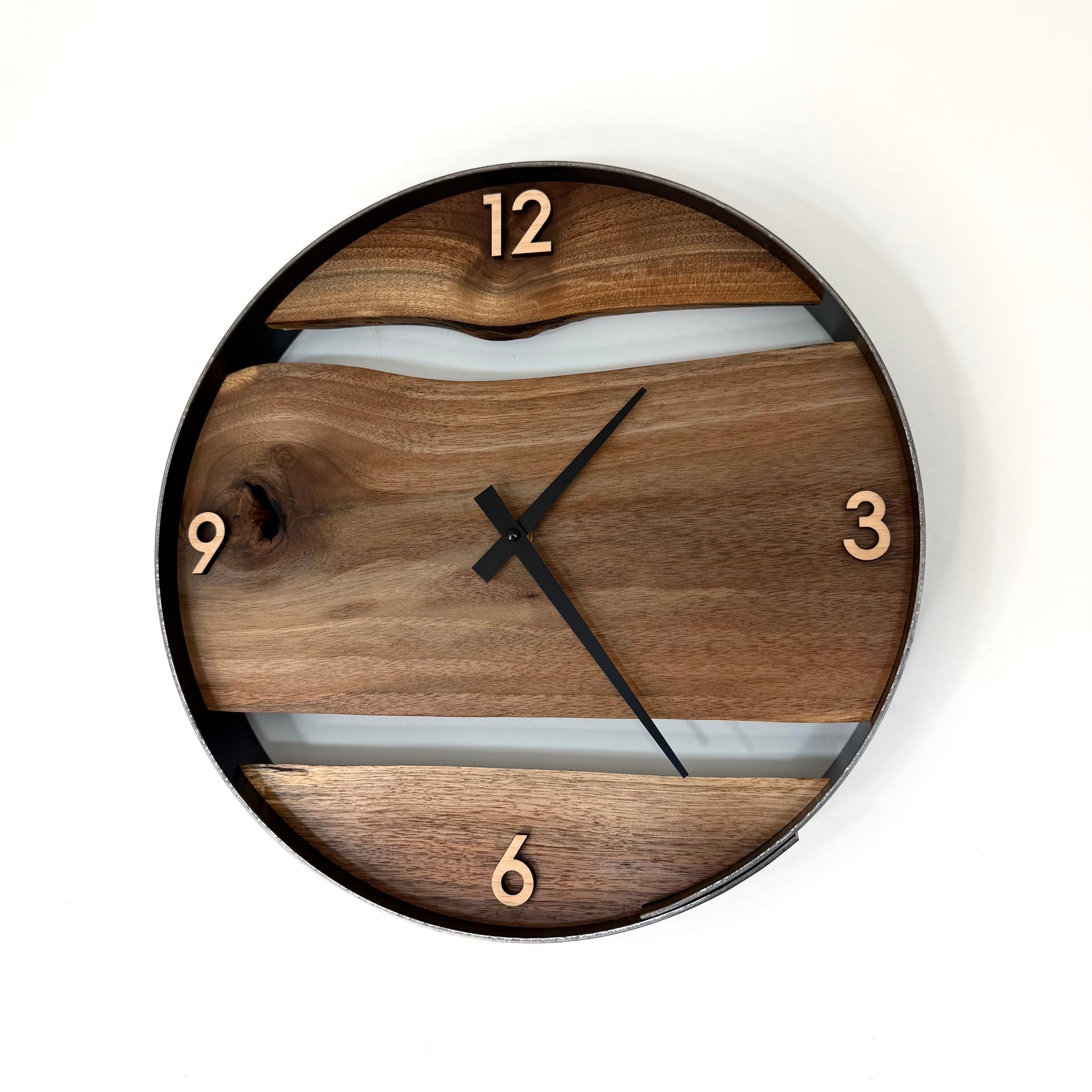 *NEW // 14” Black Walnut Live Edge Wood Wall Clock