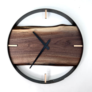 *NEW // 18” Black Walnut Live Edge Wood Wall Clock