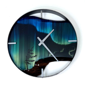 *NEW // 18” Northern Lights Live Edge Black Walnut Wood Wall Clock