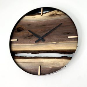 *NEW // 18” Black Walnut Live Edge Wood Wall Clock