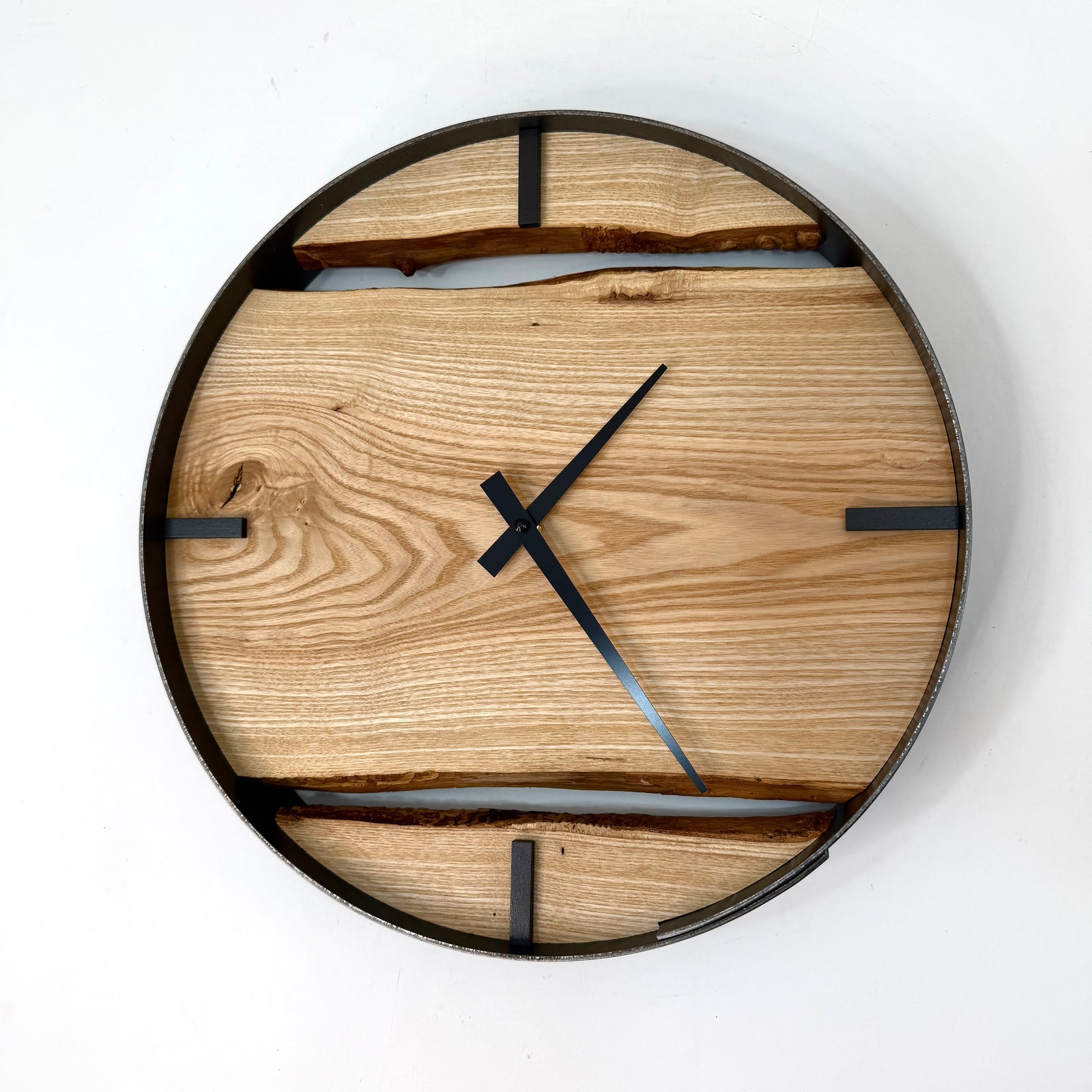 14” Ash Live Edge Wood Wall Clock