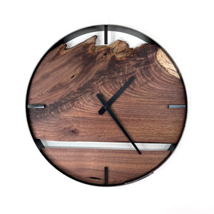 *NEW // 18” Black Walnut Live Edge Wood Clock