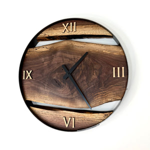 *NEW // 18” Black Walnut Live Edge Wood Clock