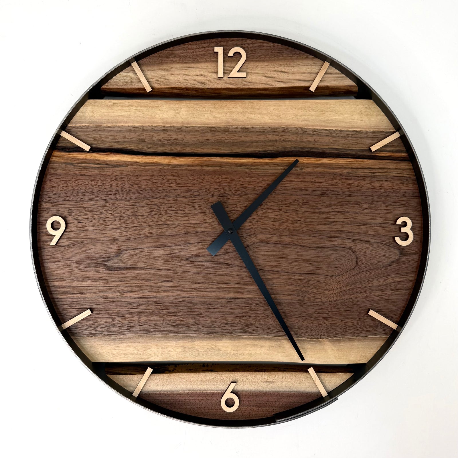 *NEW // 18” Black Walnut Live Edge Wood Clock
