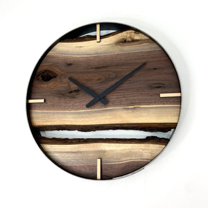 *NEW // 18” Black Walnut Live Edge Wood Wall Clock